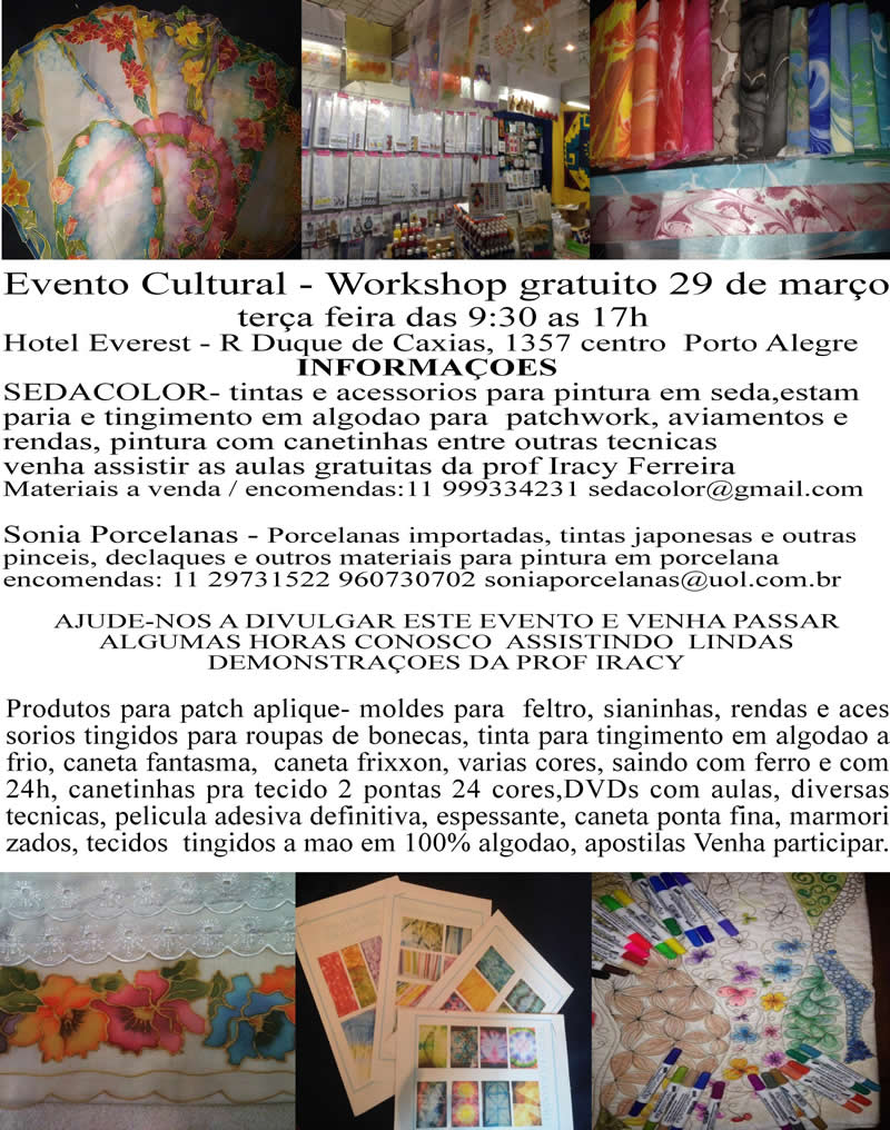 Evento Cultural Workshop Gratuito – 29 de março